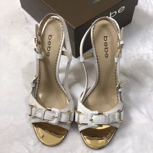 White and bebe heels